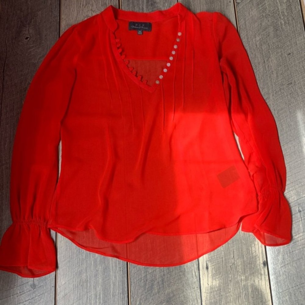 Patterson J Kincaid Sheer Top Orange Size XS